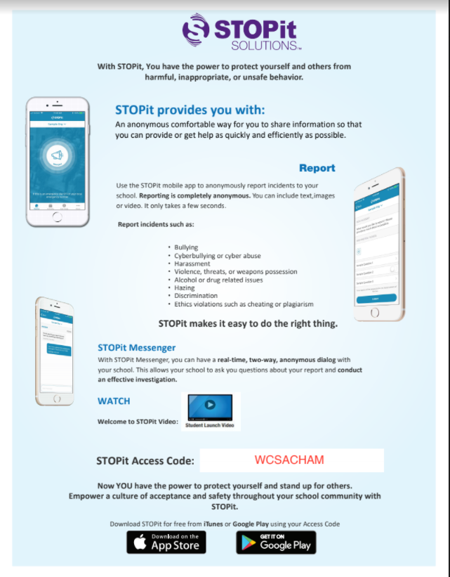 STOPit App Access Code poster